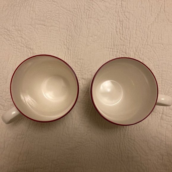 Fine Bone China White Cups with Red Trim - Picture 3 of 3